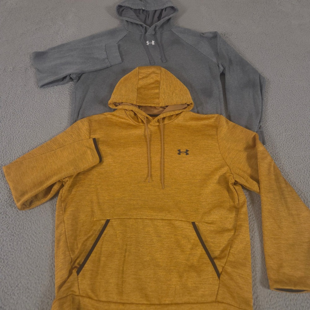 LOT OF 2 Under Armour Hoodie Mens Large Multi Rival Printed Armour Fleece Twist